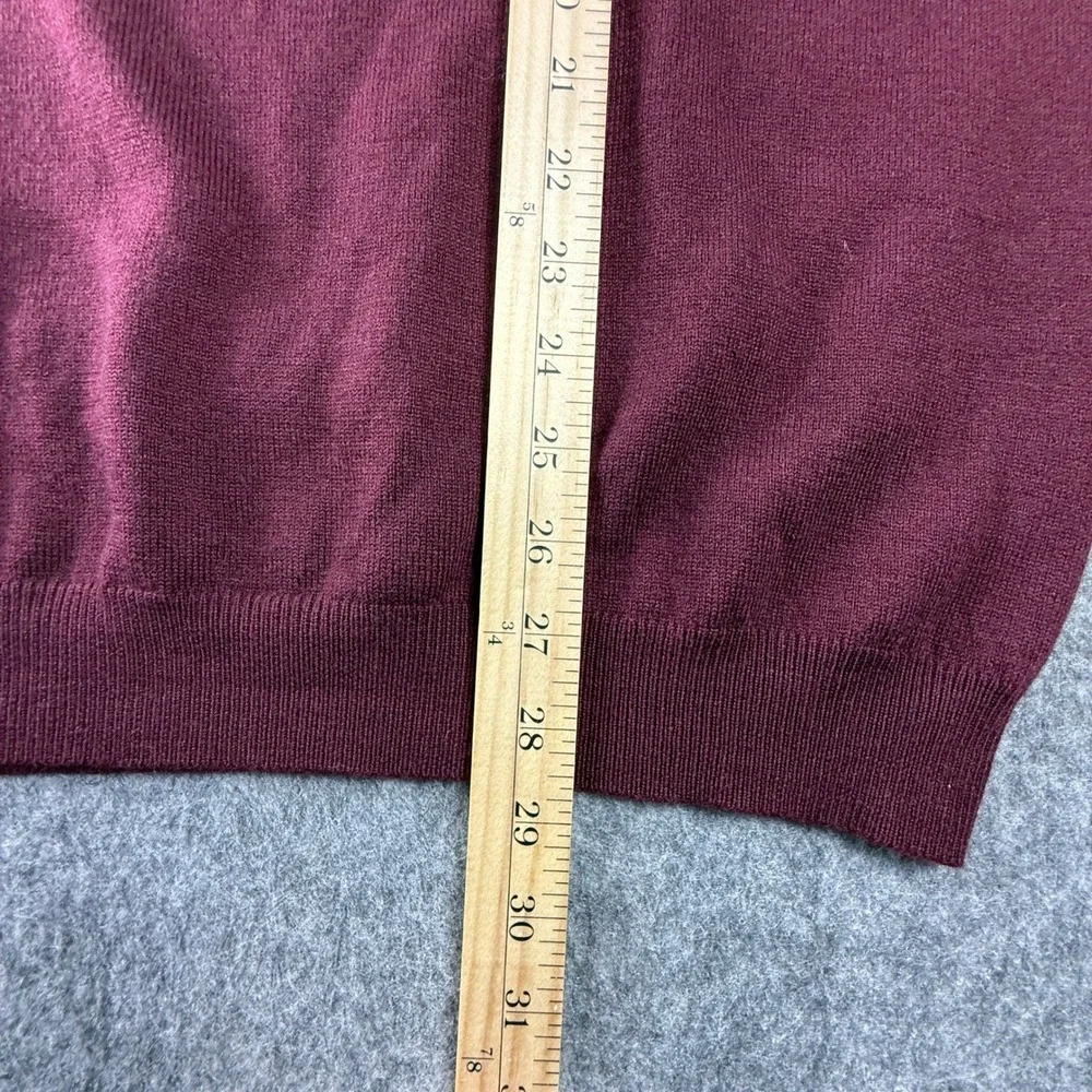 Brooks Brothers 346 Red‎ Extra Fine Merino Wool V Neck Sweater Mens XL burgundy